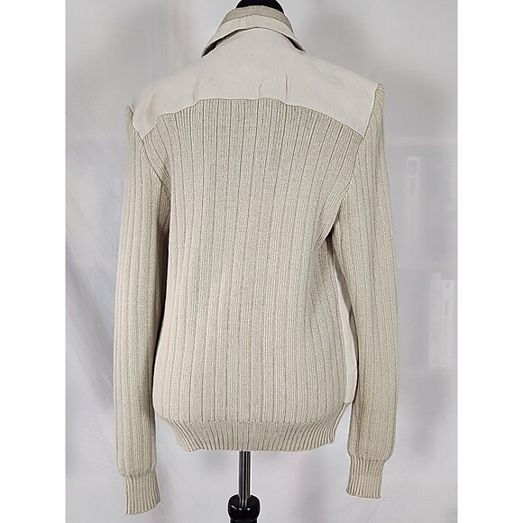 Original Windbreaker Jacket Mens Medium Knit Sweater Suede Leather Full Zip - Picture 9 of 16